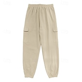 baratos Retrô-Homens Calças Cargo Calças de linho Calças Calça verão Calça casual Com Cordão Cintura elástica Bolso multi Tecido Conforto Respirável Comprimento total Casual Diário Feriado Férias Moda Preto Branco