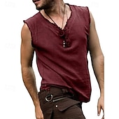cheap Tank Tops-Men&#039;s Tank Top Vest Top Undershirt Sleeveless Shirt Sleeveless V Neck Summer Plain Fashion Designer Basic Classic Vacation Street Going out Black Wine Blue Top Tee for Men