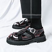 cheap Dress Sandals-Men's Black Faux Leather Gladiator Sandals - Durable and Stylish Sandals for Summer Adventures