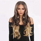 baratos Perucas Sintéticas sem Touca-Peruca sintética ondulada, profunda, em camadas, com franja, peruca de 28 polegadas, cabelo sintético a1 feminino, cor clássica e confortável