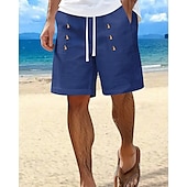 abordables Día festivo-Hombre Pantalón corto Pantalones cortos de lino Pantalones cortos de verano Pantalones cortos de playa Bolsillo Correa Cintura elástica Plano Comodidad Transpirable Corto Vacaciones Festivos Playa