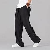 economico Classico-Per uomo Pantaloni di Lino Pantaloni Pantaloni Estivi Pantaloni da Spiaggia Tasca Coulisse Elastico in vita Semplice Comodità Traspirante Vacanza Quotidiano Ferie Hawaiano Boho Nero Bianco
