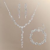 voordelige Sieradensets-bruidssieradensets 1 set strass-legering 1 armband oorbellen ketting stijlvolle damessieradenset voor bruiloft speciale gelegenheid feest avondkleding