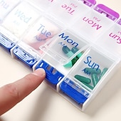 cheap Luggage &amp; Travel Storage-Daily Pill Case Organizer, 7-Day Weekly Medicine Planner Organizer, AM PM, Large Tray 14-Compartment Meds Box Container Holder for Medication, Vitamin, Supplement, Fish Oil