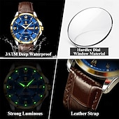 cheap Quartz Watches-Top Luxury Man Watch Date Week Waterproof Luminous Leather Men Wristwatch Casual Male Clock Sports Men&#039;s Quartz Watches