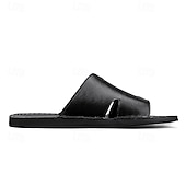 economico Infradito da Vacanza-sandali da uomo in similpelle marrone con punta aperta – comode scarpe estive slip-on per la spiaggia, la piscina o il relax casual