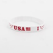 abordables Décoration du Jour de l&amp;#39;Indépendance-Bracelets de la fête de l&#039;indépendance, fête nationale, bracelets en silicone pour la fête de l&#039;indépendance des États-Unis
