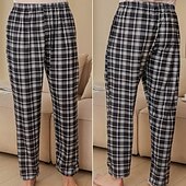 preiswerte Schlaf unten-Herren Freizeitkleidung Karierte hose Lounge Hose Karomuster Mode Klassisch Lässig Heim Täglich Bett Polyester Komfort Atmungsaktiv Weich Hose Elastischer Bund Frühling Herbst Schwarz Rote