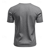 cheap Casual Henley Tee-Men&#039;s T Shirt Henley Shirt Tee Short Sleeve Shirt Short Sleeve V Neck Summer Plain Fashion Designer Basic Jacquard Vacation Street Going out Black White Khaki Top Tee for Men