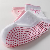 halpa Henkilökohtainen hoito ja terveys-3 paria pitäviä pilates-sukkia naisille, liukumattomat jooga-urheilusukat, pitkät puuvillaiset liukumattomat sukat silikonipisteillä, hengittävät hiljaiset barre-sukat sisätiloissa käytettäväksi