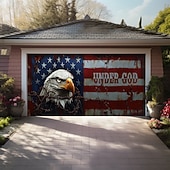 abordables Bannières de Garage et de Porte-Décorations de porte du 4 juillet Couvre-porte de garage Américain Patriote Aigle Bannière extérieure Grand fond pour décorations de garage extérieur à la maison