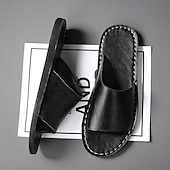 billiga Avslappnade sandaler-Herrsandaler i brunt konstläder med minimalistisk design och komfort, perfekt för vuxna, perfekt för avkoppling inomhus, vardagsbruk, hotellspa