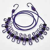 abordables Crochets et fixations-Corde à linge extensible antidérapante pour camping en plein air avec 12 clips, corde à linge extensible de voyage, corde à chaussettes, corde à linge suspendue