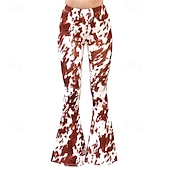 olcso Alsók-Retró Boho 1970-es évek Bell Bottom Pants fellángoló nadrág Hippi Diszkó Magas derék Állat Női Mindszentek napja Farsang Vakáció zenei fesztivál Fesztivál Felnőttek Nadrágok