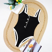 abordables Maillots une pièce et tankinis-Femmes Maillot de bain 1 pièce Dos Nu Maillot de Bain Patchwork Maillots de Bain Noir Blanche Respirant Séchage Rapide Sans manches - Natation Surf Plongée en apnée Été