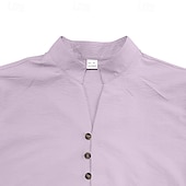economico Camicie di lino-Per uomo Camicia Camicia di lino Camicia casual Camicia con Bottoni Camicia di cotone Semplice Vacanza Camicia hawaiana Nero Bianco Rosa Viola Manica Lunga Colletto alla coreana Primavera Autunno