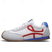 preiswerte Sneaker für Herren-weiße sportliche Herren-Sneaker mit roten und blauen Akzenten – lässig, leicht, ideal für einen aktiven Lebensstil und Outdoor-Aktivitäten