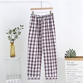 preiswerte Schlaf unten-Herren Freizeitkleidung Karierte hose Lounge Hose Karomuster Mode Klassisch Lässig Heim Täglich Bett Baumwolle Komfort Atmungsaktiv Weich Hose Elastischer Bund Sommer Frühling Schwarz Königliches Blau