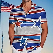 voordelige Vlag patroon-Independence Day Voor heren Amerikaanse Amerikaanse vlag Vaderlandslievend Overhemd Zomer overhemd Overhemd met knopen Korte mouw Mode-casual Buiten Feestdagen Zomer Lente Strijkijzer 3D-afdrukken