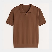 economico Polo classica da uomo-Per uomo Polo Maglione polo lavorato a maglia Affari Casuale Scollo a V Manica Corta Formale Tinta unica Novità Estate Tutte le stagioni Blu chiaro Cachi chiaro Nero Bianco Verde militare Caffè Polo