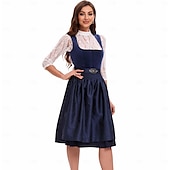 Χαμηλού Κόστους Dirndl-Φόρεμα Dirndl Γυναικείου Πράσινου Βαυαρίας με Ποδιά Σατέν και Μπλούζα Δαντέλας για το Oktoberfest