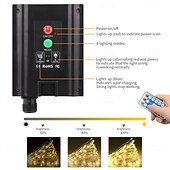 olcso LED szalagfények-rézdrótos kültéri napelemes fényfüzér tündérlámpa 8 üzemmód 30m 40m 50m esküvői partira otthoni kertbe nyári dekoráció led napelemes girlandlámpa távirányítóval