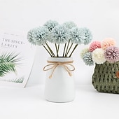 voordelige Kunstbloemen-Artificial Chrysanthemum Ball Flowers, Macaron Color Fake Table Tennis Flowers for Wedding Decor, Home Decoration, Desktop Arrangement, Photography Props, Faux Floral Bouquet