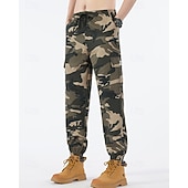 voordelige Cargobroeken-Voor heren Cargohosen Broek Camouflage broek Trekkoord Elastische taille Meerdere zakken camouflage Draagbaar Buiten Dagelijks Kamperen&amp;Wandelen Modieus Klassiek Zwart Leger Groen