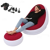 お買い得  屋外活動-フットペダル付きポータブルインフレータブルソファ - キャンプ用の快適な折りたたみ式アウトドアソファ（修復キット付き）