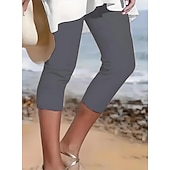  Damskie Spodnie capri Getry Urlop Moda Moda miejska Capris Wysoka talia Jednokolorowe Drukowanie Keep Warm Miękka Oddychający Elastyczny Codzienny Na zewnątrz Urlop Turkusowy Czarny Biały Fuksja Lato
