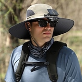 tanie Wentylatory-czapka z wentylatorem solarnym unisex kapelusz przeciwsłoneczny na zewnątrz z wbudowanym wentylatorem solarnym, szerokim rondem, ochrona UPF kapelusz typu bucket na wędrówki wędkarskie plażę