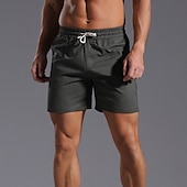 economico Classico-Per uomo Shorts Shorts di Lino Pantaloncini Estivi Shorts da Spiaggia Tasca Coulisse Elastico in vita Semplice Comodità Traspirante Corto Vacanza Ferie Spiaggia Hawaiano Boho Nero Bianco
