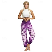 cheap Bottoms-Retro Vintage Boho 1970s Harem pants Yoga Pants Hippie Tie Dye Smocked Waist Rainbow Fancy Dress Women's Halloween Carnival Pride Parade Pride Month Festival Adults' Pants