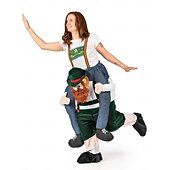abordables Costume Amusant-Ride-On Oktoberfest Costume Funny German Beer Man Piggyback Outfit for Adult Halloween Party Bavarian Festival Fancy Dress
