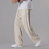 economico Classico-Per uomo Pantaloni di Lino Pantaloni Pantaloni Estivi Pantaloni da Spiaggia Tasca Coulisse Elastico in vita Semplice Comodità Traspirante Vacanza Quotidiano Ferie Hawaiano Boho Nero Bianco