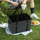 baratos Arrumação e Organização-Sacolas de compras reutilizáveis, cesta de piquenique dobrável, bolsa de armazenamento de viagem portátil, cesta de compras portátil de tecido não tecido, organizador de frutas e vegetais dobrável