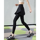 billige Kjoler og shorts-Dame Ensfarget Uformelt skjørt Tennisskjørt med leggings Drapering Sidelommer Hurtigtørkende Tennis Golf Pickleball Bunner Svart Hvit Blå Spandex Tennis klær