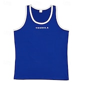 billiga Gym-toppar-Herr Linne Undertröjor Ärmlös tröja Ärmlös Rund hals Sommar Bokstav Mode Designer Grundläggande Lappverk Semester Gata Utekväll Svart Vit Rubinrött Topp t-shirt för män