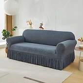 economico Copridivano-Copridivano 1 pz con dettagli a balze, alla moda, elastico, aderente, in poliestere e spandex, stile copridivano, elasticizzato, lavabile in lavatrice, stampa reattiva - adatto per poltrone
