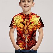 billiga Pojkens 3D-djur-Dragonsword Flameblade Ruth Thompson-Nina Nylander pojkar 3D-drake t-shirt kortärmad sommar vår mode basic barn 4-12 år rund hals utomhus casual daglig normal passform
