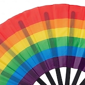 tanie Dekoracje dumy-składany wachlarz z butami na ziemi holograficzny składany wachlarz ręczny, wachlarz do tańca tęczowego, artykuły na imprezy lgbtq, składany wachlarz poppingowy love is love w kolorach laserowych