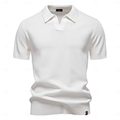 preiswerte Klassisches Poloshirt für Herren-Herren Polo Strick-Polopullover Geschäft Lässig V Ausschnitt Kurzarm Formell Einfarbig Texture Neuheit Sommer Ganzjahres Hellblau Schwarz Weiß Marineblau Armeegrün Dunkelgray Polo