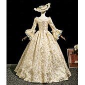 economico Vestiti-Vintage Rococò Rinascimento Maxi Vestito Normale A sbuffo Principessa Sposa Pieghettato Con Volant Principessa Girocollo Costume Per donna Halloween Carnevale Mascherata Performance Feste Halloween