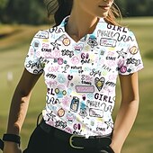 Χαμηλού Κόστους Γυναικείο πουκάμισο-Γυναικεία Γραφική Πουκάμισο τένις Κοντομάνικο Στάμπα UPF50+ Γρήγορο Στέγνωμα Τέννις Γκολφ Μπάντμιντον Περιλαίμιο Polo Μπλουζάκι Μπολύζες Λευκό Ροζ Ουρανί Ρούχα τένις