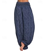 preiswerte weites Bein und hohe Taille-Damen Weites Bein Stoffhosen Hosen Hose Mode Boho Volle Länge Natürliche Taille Blumen Druck Bequem Außenbereich Outdoor Urlaub Alltagstauglich Magenta Saphir Marineblau Aprikose Sommer Normale