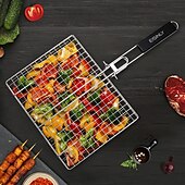billige Grills og utendørs kokk-grill bbq grillkurv med håndtak grillkurv i rustfritt stål utendørs camping grillstativ for fisk, reker, grønnsaker