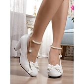 abordables Années 1950-Escarpins à talons hauts en similicuir rose pour femme – détail nœud avec bracelet de cheville en perles, style chic pour mariages, fêtes et occasions spéciales