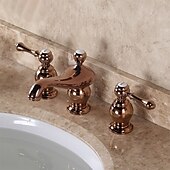 economico Rubinetti per lavandino bagno-Rubinetto per lavabo - Classico / Ampia diffusione Ottone Antico / Nichel spazzolato Rubinetto a tre fori Due maniglie tre foriBath Taps
