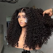 economico Parrucche lace front capelli veri-Parrucche con chiusura 5x5 in capelli umani remy brasiliani, parrucca frontale in pizzo 13x4 con riga centrale, parrucca in capelli umani ricci birmani