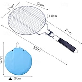 cheap Grills &amp; Outdoor Cooking-Round Portable BBQ Grill Basket, Stainless Steel Fish Grill Rack with Removable Secure Locking Handle, Grill Accessories for Outdoor Grill Vegetables Fishes Shrimp
